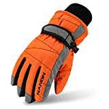 MAGARROW Winter Warm Windproof Outdoor Sports Gloves For Children and Adults (Orange, Small (Fit kids 6-7 years old))