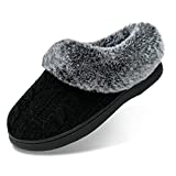 LORDFON Womens Winter House Slippers Memory FoamWarm Closed Back Indoor Slippers For Women With Soft Faux Fur Plush Collar,Cozy Ladies Slip-on bedroom Home Slippers Non-Slip