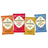 Puffworks Four Flavor Variety Pack Organic Peanut Butter Puffs (Original, PBJ, Dark Chocolate, Honey), Plant-Based Protein Snack, Gluten-Free, Kosher 1.2oz Ounce (Pack of 12)