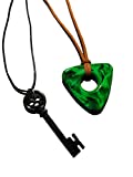 CLAY CORALINE Seeing Stone Necklace, Looking Stone Amulet - Coraline Green Stone - Coraline key, Coraline Black Key, Coraline Costume