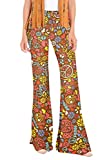 Groovy Hippie Womens 60S 70S Pants Halloween Bell Floral Bottom Leggings Brown L