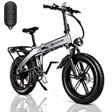 Folding Electric Bike for Adults,750W BaFang Motor,31MPH 60Miles Range,48V 15AH Removable Lithium-Battery,20" Fat Tire E-Bikes for Adults with Anti-Thief Alarm, Hydraulic Disc Brakes, Shimano 7-Speed