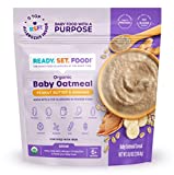 Ready, Set, Food! Organic Baby Oatmeal Cereal | Peanut Butter Banana - 15 Servings | Organic Baby Food with 9 Top Allergens: Peanut, Egg, Milk, Cashew, Almond, Walnut, Sesame, Soy & Wheat | Unsweetened | Fortified with Iron