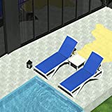 Domi Patio Chaise Lounge Chair Set of 3,Outdoor Aluminum Polypropylene Sunbathing Chair with Adjustable Backrest,Side Table,for Beach,Yard,Balcony,Poolside(2 Blue Chairs W/Table)