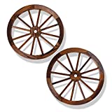 Decorative Vintage Wood Garden Wagon Wheel with Steel Rim - 24" Diameter - by Trademark Innovations (Set of 2)