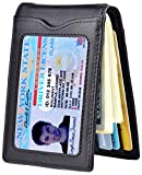kinzd Slim Wallet with Money Clip RFID Blocking Minimalist Bifold Wallet for Men Genuine Leather Front Pocket Card Holder