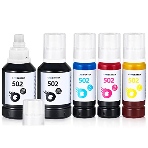 Officenter T502 502 Ink Refill Bottles for Ecotank ET2760 ET-4760 ET2750 ET-3760 ET-2850 ET-15000 ST-4000 ST-2000 ET-3710 ET-3850 ET-3750 ET-4850 ET-3830 ET4750 ET2700 ST3000 ET3700 Printer(2BK C M Y)