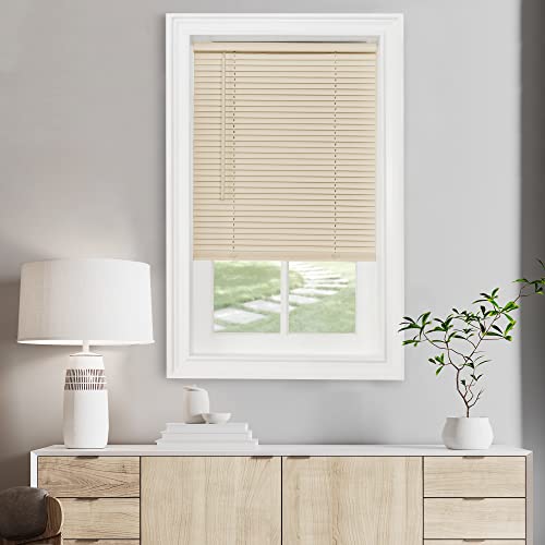 Cordless Light Filtering Mini Blind - 24 Inch Length, 64 Inch Height, 1" Slat Size - Alabaster - Cordless GII Morningstar Horizontal Windows Blinds for Interior by Achim Home Decor