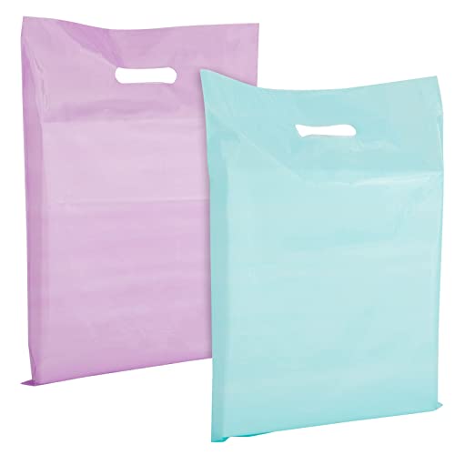 100 Pack Plastic Merchandise Bags for Small Business, Boutique, Retail (2 Pastel Colors, 12 x 15 In)