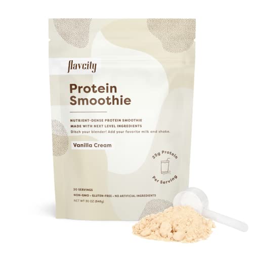 FlavCity Vanilla Protein Smoothie , Whey Protein Powder, Gluten Free Protein Powder, No Added Sugar Smoothie , Collagen Protein Powder, 25g of Protein per Serving (30 oz)