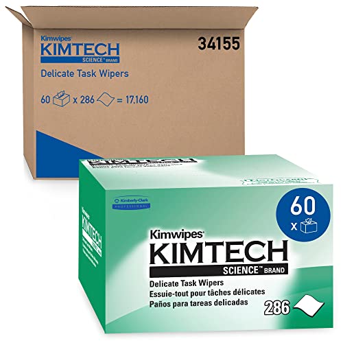 Kimberly-Clark PROFESSIONAL Kimwipes Delicate Task Kimtech Science Wipers (34155), White, 1-PLY, 60 Pop-Up Boxes / Case, 280 Sheets / Box, 16,800 Sheets / Case