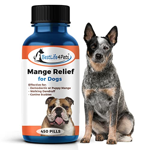 BestLife4Pets Demodectic Mange Relief for Dogs - All Natural Healthy Coat and Itch Relief for Puppy Mange, Canine Scabies and Walking Dandruff on Skin Pills