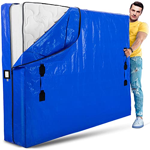 Mattress Bags for Moving with 8 Handles - King Size - Extra-Thick Mattress Bag for Moving - Reusable Mattress Storage Bag - Mattress Cover for Moving with Zipper, Moving Mattress Bag Protector