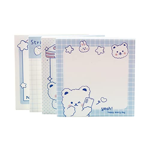 4 Pack Sticky Notes Cute Sticky Memo Pads 3x3inch Kawaii Fruit Sticky Note Pad Self-Stick Notepad Stickies 80 Sheet/Pad (Z-Bear)