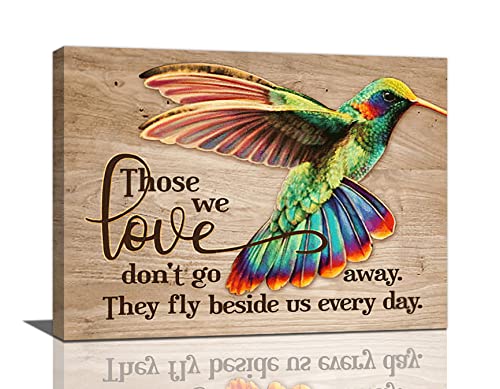 Hummingbird Canvas Wall Art Rustic Colorful Hummingbird Pictures Inspirational Quotes Framed Painting Prints Wall Decor Modern Home Artwork Decoration for Bedroom Living Room 16"x12"