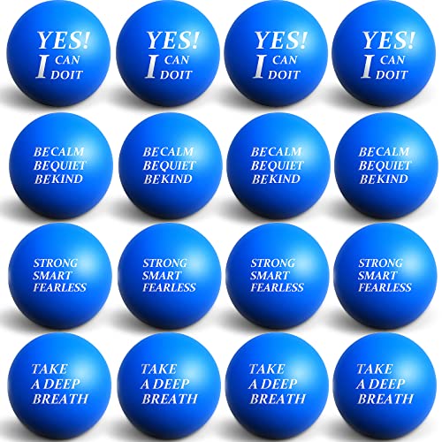 20 Pieces Motivational Stress Balls Colorful Foam Balls Quotes Stress Ball Pack Inspirational Stress Relief Balls Anxiety Small Balls for Relief Motivating Encouraging Adult (Blue)