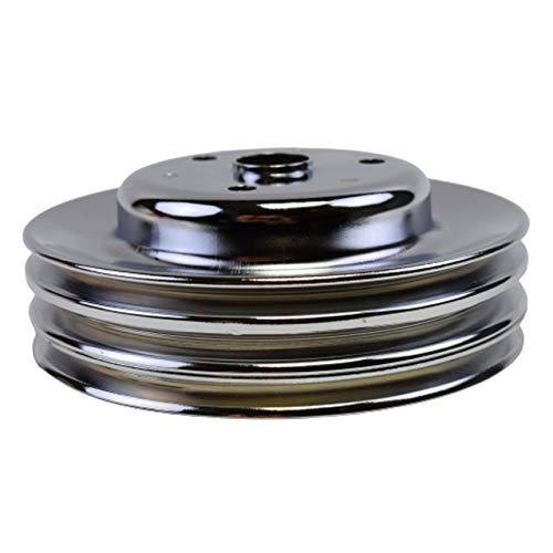 A-Team Performance - Crankshaft Pulley Triple-Groove LWP Long Water Pump - Compatible with Small Block Chevy SBC 262 265 267 283 302 305 307 327 350 400 Chrome Steel