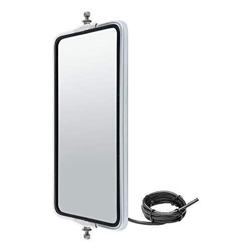 RETRAC 601288 7 x 16-Inch Stainless Steel Rounded Angle-Back Heated, Lighted West Coast Mirror Head, Universal Driver or Passenger Side, Chrome