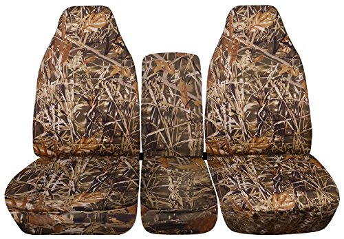 TOTALLY COVERS Compatible with 2002-2005 (3rd Gen) Dodge Ram Camo Truck Seat Covers (40/20/40 Split Bench) with Center Console, w/wo Separate Headrest Covers - Front: Wetland (16 Prints)