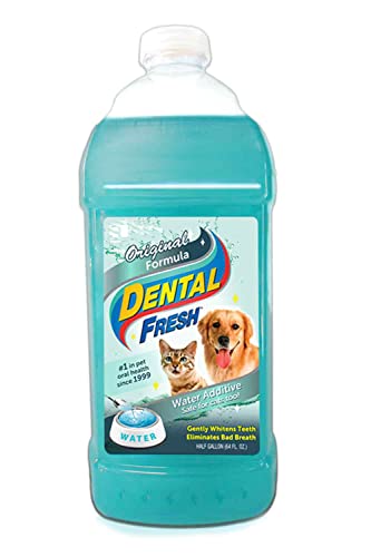 Dental Fresh Water Additive for Dogs, Original Formula, 64oz  Dog Breath Freshener and Dog Teeth Cleaning for Dog Dental Care Add to Water