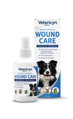 Vetericyn Plus Dog Wound Care Spray | Healing Aid and Skin Repair, Clean Wounds, Relieve Itchy Skin, and Prevent Infection, Safe for All Animals. 3 Ounces