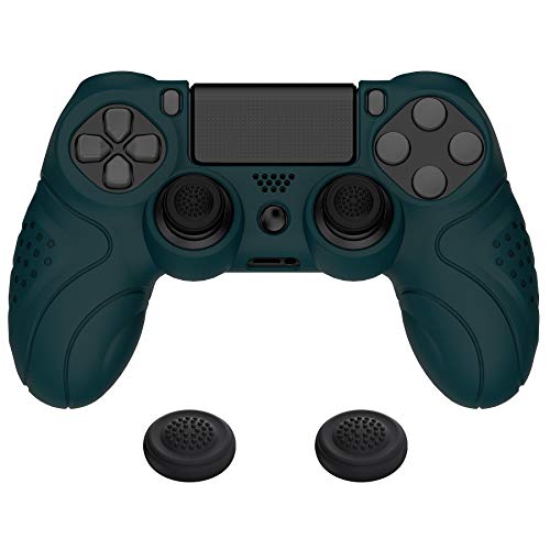 PlayVital Guardian Edition Racing Green Soft Anti-Slip Controller Silicone Case Cover for Playstation 4, Rubber Protector Skins with Joystick Caps for Dualshock 4 for PS4 Slim for PS4 Pro Controller