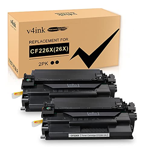v4ink 2-Pack Compatible 26X Toner Cartridge Replacement for HP 26X CF226X Toner Cartridge High Yield Black Ink for HP Pro M402n M402dn M402dne M402dw MFP M426fdw M426fdn M426dw M402 M426 Printer