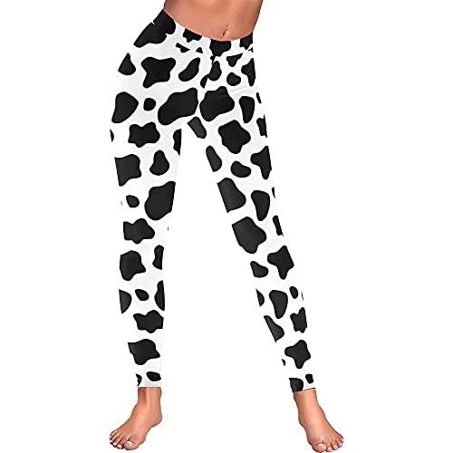 White Cow Graffiti Yoga Pants, High Waist Black Leggings for Women, Dalmatians 3D Capri Leggings Scrunch Tummy Control Yoga Leggings Elastic Quick Dry Jogging Pants 4 Way-Stretch Silky Tights M