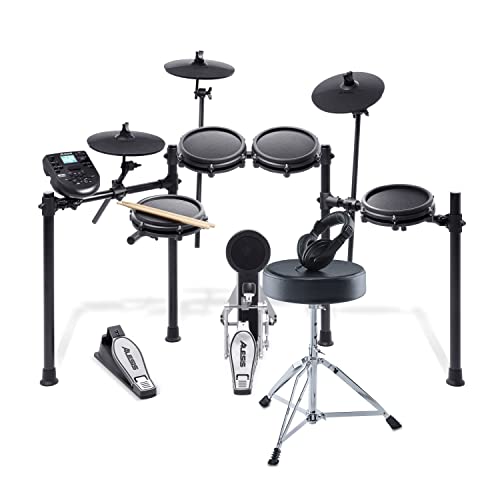 Alesis Drums Nitro Mesh Kit Bundle  Complete Electric Drum Set With an Eight-Piece Mesh Electronic Drum Kit, Drum Throne, Headphones and Drum Sticks