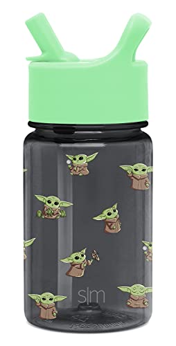 Simple Modern Star Wars Baby Yoda Grogu Kids Water Bottle Plastic BPA-Free Tritan Cup with Leak Proof Straw Lid | Durable for Toddlers, Boys, Girls | Summit Collection | 12oz, Grogu Force Strong