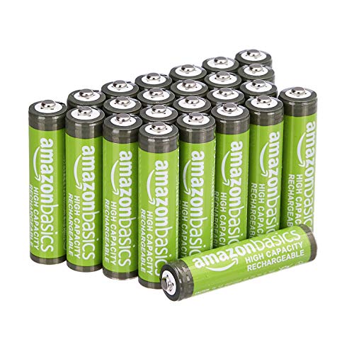 Amazon Basics 24-Pack AAA High-Capacity 850 mAh Rechargeable Batteries, Pre-Charged, Recharge up to 500x