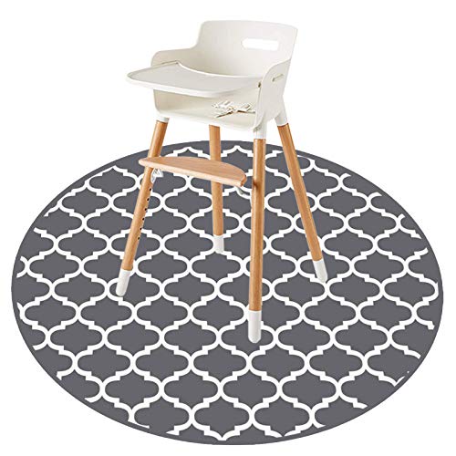 Round Splat Mat for Under High Chair/Arts/Crafts by CLCROBD, 53" Baby Anti-Slip Food Splash and Spill Mat for Eating Mess, Waterproof Floor Protector and Table Cloth (Round Lattice)