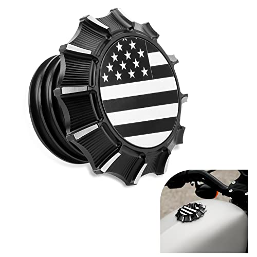 GUAIMI CNC Aluminum Fuel Gas Tank Oil Cap for Harley Sportster XL 1200 883 X48 Dyna -American Flag-Black