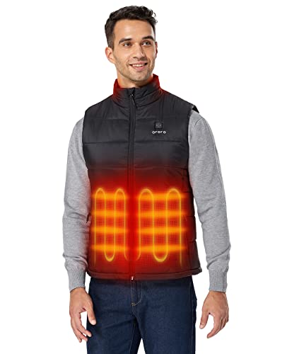 ORORO Men's Lightweight Heated Vest with Battery Pack (Black,L)