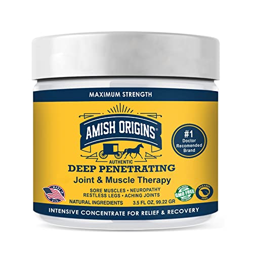 Amish Origins Maximum Strength Deep Penetrating for Aches, Neuropathy, Joint, Muscle, Back, Knee, Feet, Hand, Ankle, Shoulder (3.5 Fl Oz (Pack of 1), 1 Pack)
