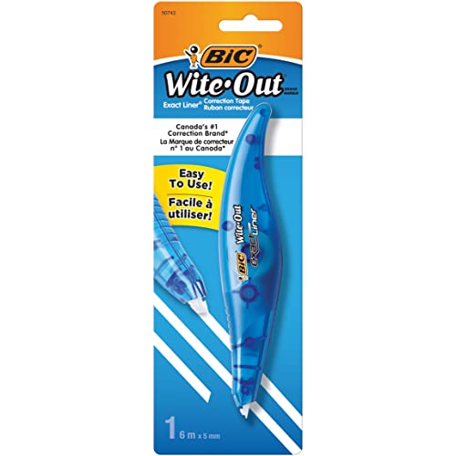 BIC White-Out Exact Liner Correction Tape Pen, Non-Refillable, 1/5 Inch x 236 Inches (WOELP11)