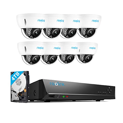 REOLINK 4K PoE Outdoor Security Cameras, 5X Optical Zoom, IK10 Vandal-Proof, Smart Human/Vehicle Detection, 8X RLC-842A Bundle with 1x REOLINK 4K 16 Channel with 4TB Hard Drive PoE NVR, RLN16-410