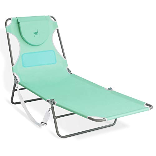 Ostrich Outdoor Lightweight Folding Adjustable Reclining Ladies Mens Comfort Chaise Lounge Beach Chair for Tanning Pool Lake Patio Lawn Camping