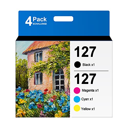 127 127XL T127 Ink Cartridges 4-Pack Black & Color Combo High Capacity Remanufactured Replacement for Epson 127 T127 use with Workforce 545 645 WF-3540 WF-3520 WF-7010 NX530 NX625 Printer
