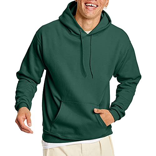 Hanes Men's Pullover EcoSmart Hooded Sweatshirt, Deep Forest, Small