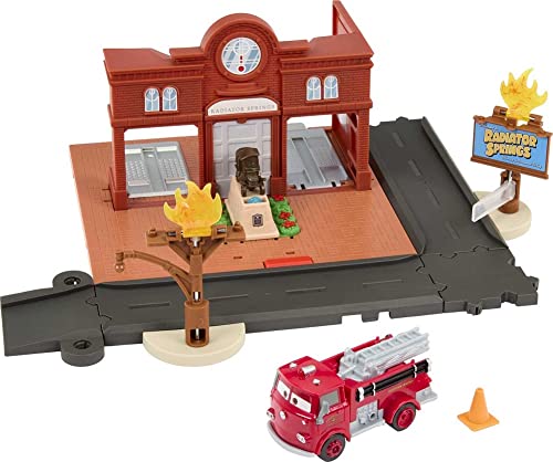 Disney and Pixars Cars Toys, Reds Fire Station Playset with Toy Fire Truck and Kid-Activated Action, Cars On The Road
