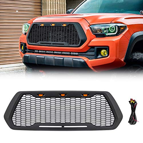 VZ4X4 Black Grill Mesh Grille, Compatible with Toyota Tacoma 2016-2020, Not Fit Truck with Radar Behind the Badge