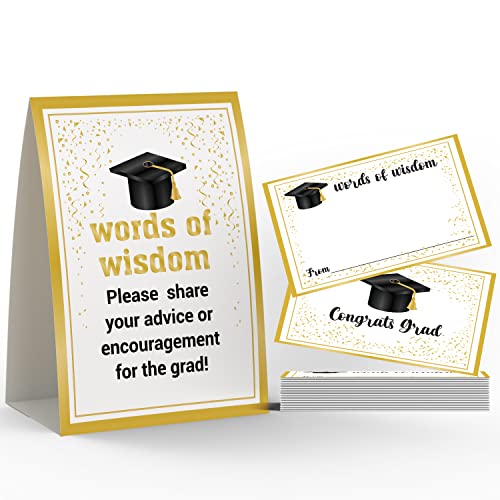Toctose 2023 Graduation Sign & Words of Wisdom Card (1+25 pk), Please Share Your Advice or Encouragement of the Grad, Graduation Party, Sorority Event Decoration Supplies(JYC14)