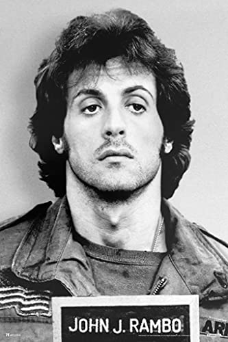 John J. Rambo Mugshot First Blood Mug Shot Retro Vintage 80s Movie Theater Decor Memorabilia Action Film Sylvester Stallone Series Collection Classic War Cool Wall Decor Art Print Poster 12x18