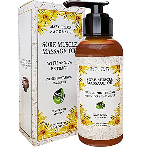 Sore Muscle Massage Oil w/Arnica Extract (8 Fluid Oz)  Men, Women  Warming, Relaxing, Stress Relief, Massaging Sore Muscles, Joints, and Much More, by Mary Tylor Naturals
