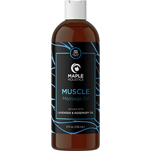 Relaxing Massage Oil for Massage Therapy - Sore Muscle Oil Massage Oil with Lavender and Rosemary Oils for Muscle Relief - Full Body Warming Massage Oil for Sore Muscles for Pro or Home Use (8oz)