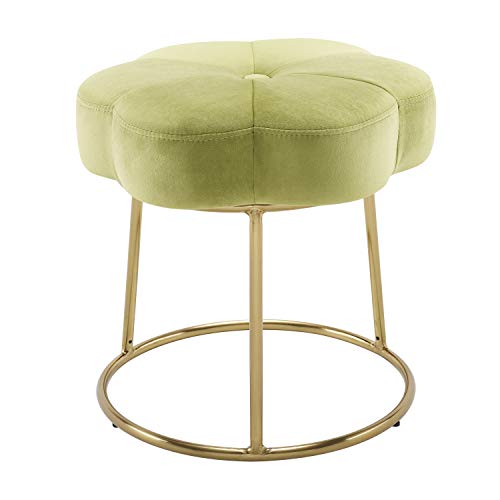 Linon Light Green and Gold Vanity and Accent Talulah Stool