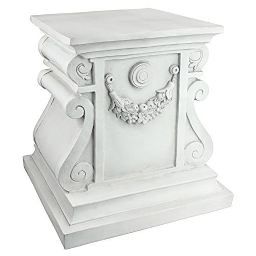 Design Toscano NG314100 Classic Floral Swag Garden Plinth Base Statuary Pedestal, Large, antique stone