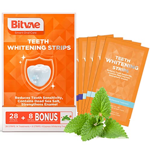 Teeth Whitening Strip for Senitive Teeth - Whitening Without The Sensitivity, Professional Whitening Strips, Bitvae White Strips for Teeth Whitening, 18 Treatments 36 Strips