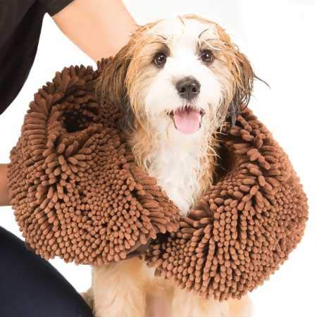 Dog Gone Smart Shammy Dog Towels For Drying Dogs - Heavy Duty Soft Microfiber Bath Towel - Super Absorbent, Quick Drying, & Machine Washable - Must Have Dog & Cat Bathing Supplies | Brown 13x31"